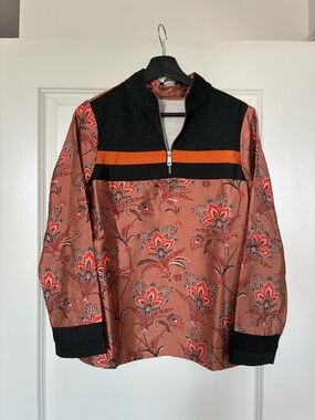 Scotch & Soda Floral Half-Zip Pullover in Rust and glitter green